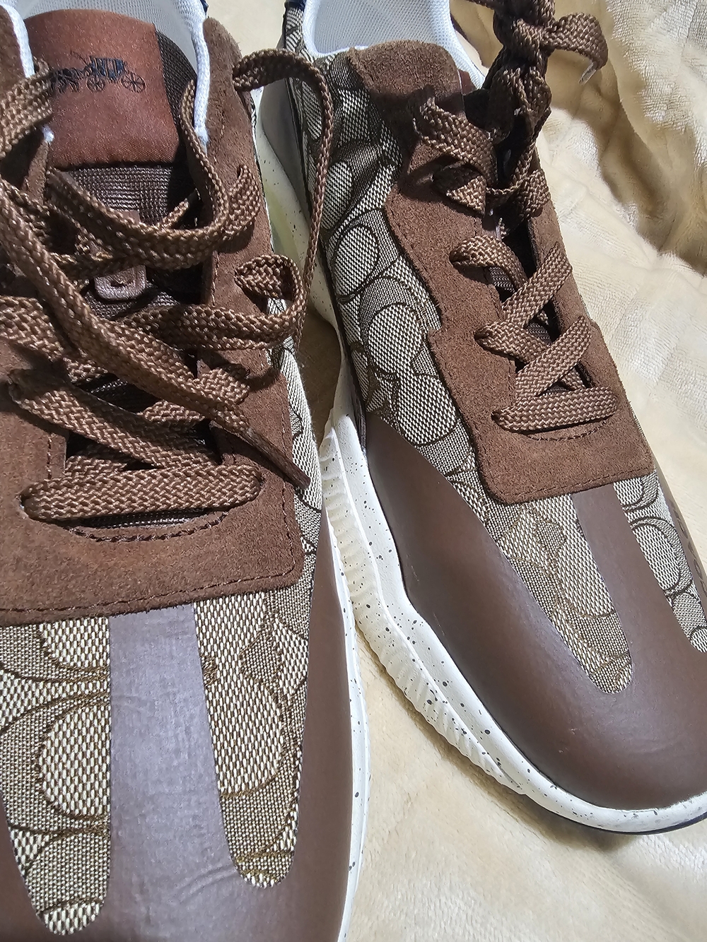 Coach Brown and Beige Signature Logo Men’s Athletic Sneakers - Picture 9 of 11